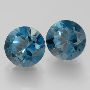 Gemas de topacio azul natural de  ct, corte redondo, VVS-VS