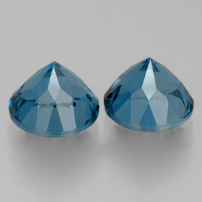 Gemas de topacio azul natural de  ct, corte redondo, VVS-VS