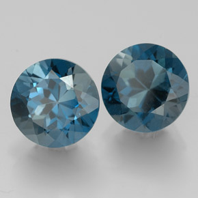 Gemas de topacio azul natural de  ct, corte redondo, VVS