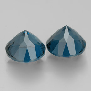 Gemas de topacio azul natural de  ct, corte redondo, VVS