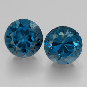 Gemas de topacio azul natural de  ct, corte redondo, VVS