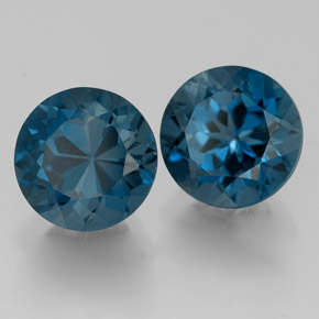 Gemas de topacio azul natural de  ct, corte redondo, VVS