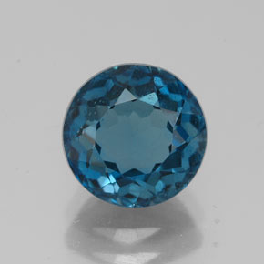 Topacio azul natural de 2,61 ct, corte redondo, VS