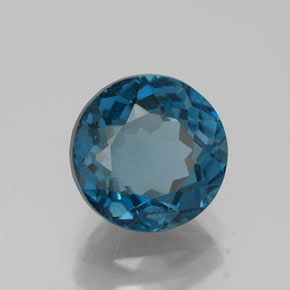 Topacio azul natural de 2,61 ct, corte redondo, VS