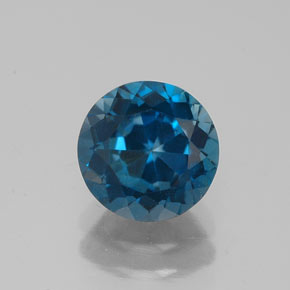 Topacio azul natural de 1,87 ct, corte redondo, VS