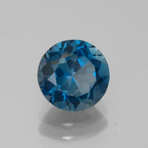 Topacio azul natural de 1,87 ct, corte redondo, VS