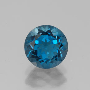 Topacio azul natural de 1,74 ct, corte redondo, VS