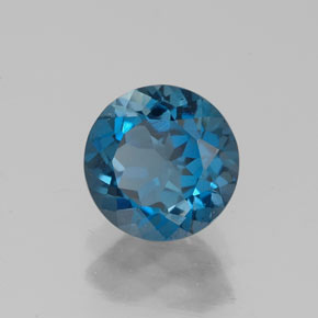 Topacio azul natural de 1,74 ct, corte redondo, VS