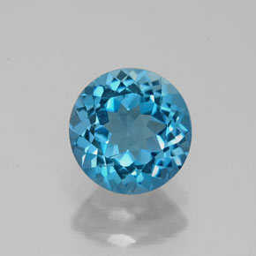 Topacio azul natural de 1,63 ct, corte redondo, VS