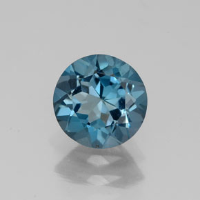 Topacio azul natural de 1,46 ct, corte redondo, VVS-VS