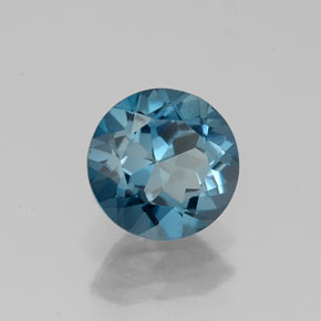 Topacio azul natural de 1,46 ct, corte redondo, VVS-VS