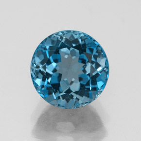 Topacio azul natural de 2,92 ct, corte redondo, VVS