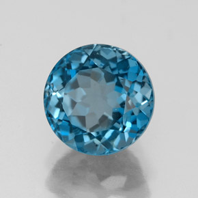 Topacio azul natural de 2,92 ct, corte redondo, VVS