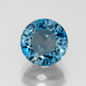 Topacio azul natural de 2,85 ct, corte redondo, VVS