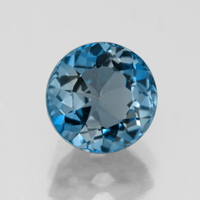 Topacio azul natural de 2,85 ct, corte redondo, VVS