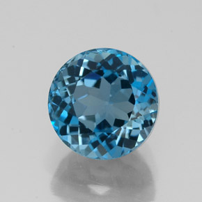 Topacio azul natural de 3,19 ct, corte redondo, VVS