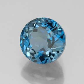 Topacio azul natural de 3,19 ct, corte redondo, VVS