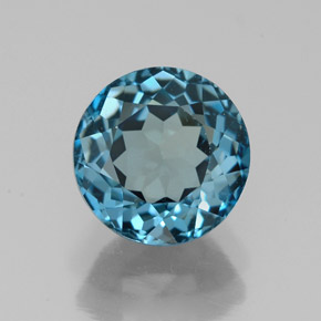 Topacio azul natural de 2,73 ct, corte redondo, VVS