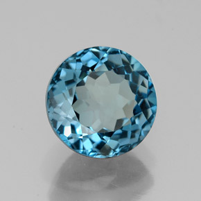 Topacio azul natural de 2,73 ct, corte redondo, VVS