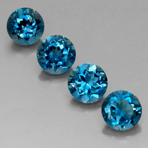 Gemas de topacio azul natural de  ct, corte redondo, VVS