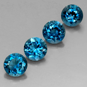 Gemas de topacio azul natural de  ct, corte redondo, VVS