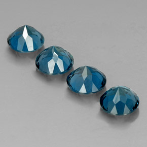 Gemas de topacio azul natural de  ct, corte redondo, VVS