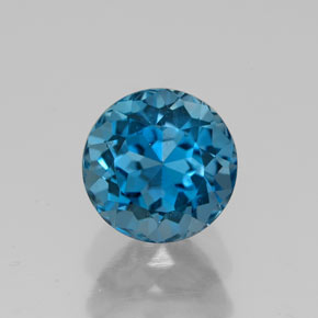 Topacio azul natural de 2,84 ct, corte redondo, VVS