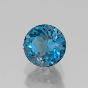 Topacio azul natural de 2,84 ct, corte redondo, VVS
