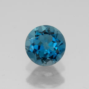 Topacio azul natural de 1,71 ct, corte redondo, VVS