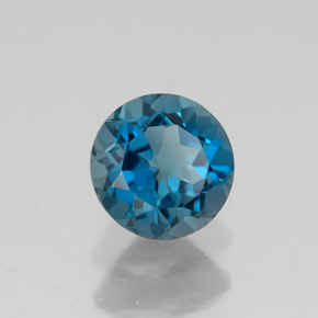 Topacio azul natural de 1,71 ct, corte redondo, VVS