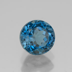 Topacio azul natural de 3,00 ct, corte redondo, VVS