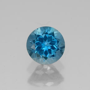 Topacio azul natural de 1,76 ct, corte redondo, VVS