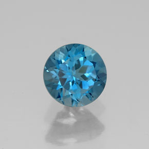 Topacio azul natural de 1,76 ct, corte redondo, VVS