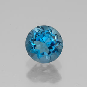 Topacio azul natural de 1,85 ct, corte redondo, VVS
