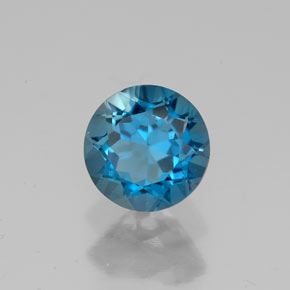 Topacio azul natural de 1,85 ct, corte redondo, VVS