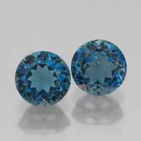 Gemas de topacio azul natural de  ct, corte redondo, VVS-VS