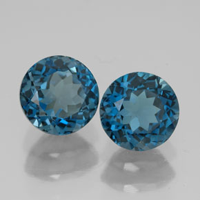 Gemas de topacio azul natural de  ct, corte redondo, VVS-VS