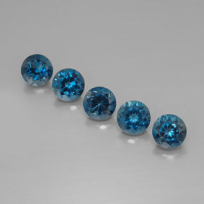 Gemas de topacio azul natural de  ct, corte redondo, VVS