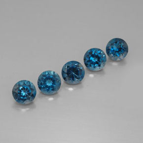 Gemas de topacio azul natural de  ct, corte redondo, VVS