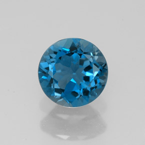 Topacio azul natural de 1,57 ct, corte redondo, VVS
