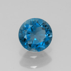 Topacio azul natural de 1,57 ct, corte redondo, VVS