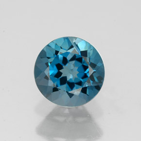 Topacio azul natural de 1,76 ct, corte redondo, VVS