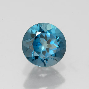 Topacio azul natural de 1,76 ct, corte redondo, VVS