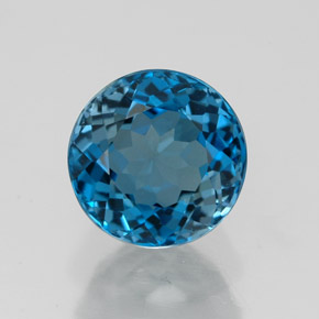 Topacio azul natural de 2,86 ct, corte redondo, VVS