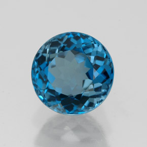 Topacio azul natural de 2,86 ct, corte redondo, VVS