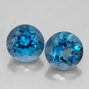 Gemas de topacio azul natural de  ct, corte redondo, VVS