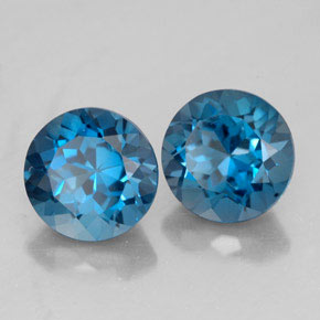 Gemas de topacio azul natural de  ct, corte redondo, VVS