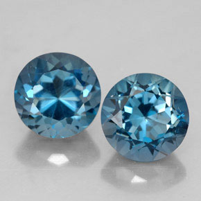 Gemas de topacio azul natural de  ct, corte redondo, VVS