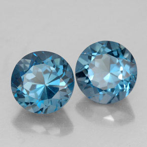 Gemas de topacio azul natural de  ct, corte redondo, VVS
