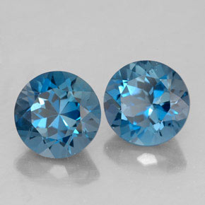 Gemas de topacio azul natural de  ct, corte redondo, VVS